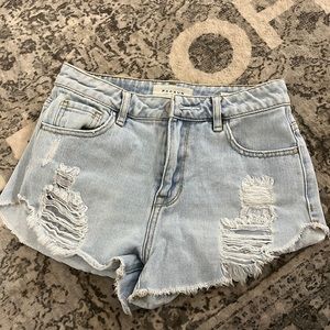 PacSun Ripped Light Wash Jean Shorts